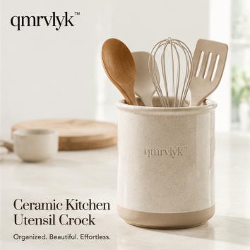 qmrvlyk™ Ceramic Kitchen Utensil Crock – Modern Countertop Organizer